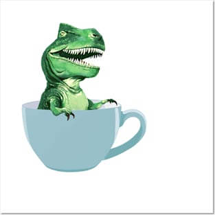 T-Rex in Cup Posters and Art